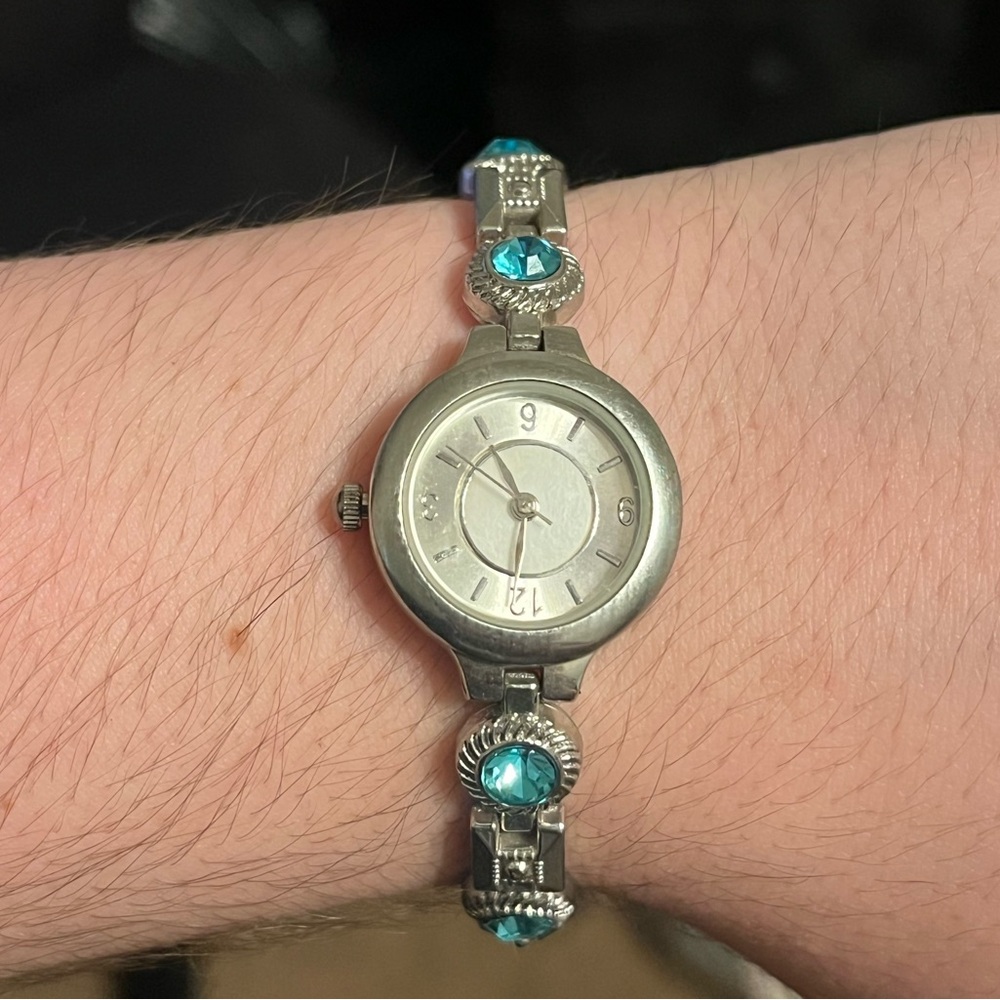 Allude silver and blue stone watch